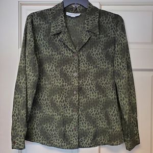 Green Leopard Print Blouse